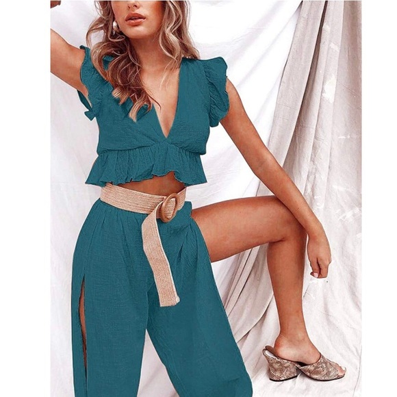 NWT 2-Piece Crop Top+Pants Set - Picture 3 of 6